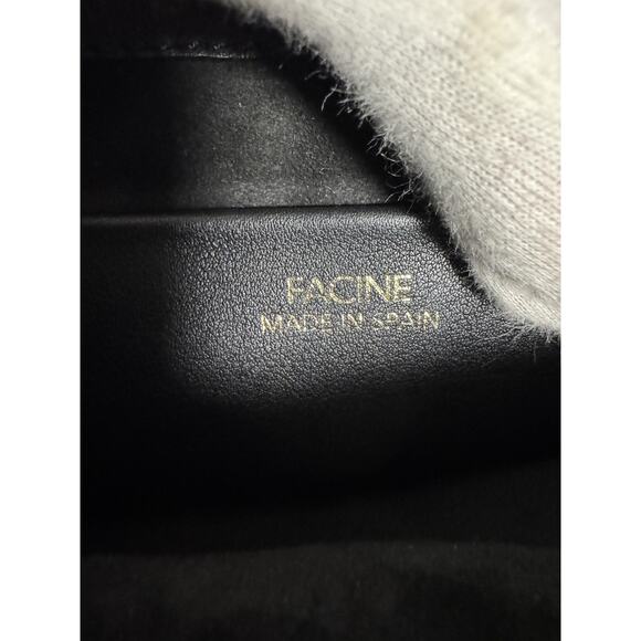 FACINE Crossbody Bag Womens Black Leather Chain Strap Envelope Made in Spain - Picture 9 of 14